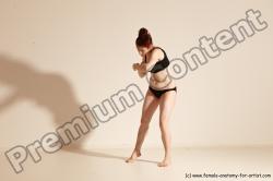 Underwear Martial art Woman White Moving poses Average long brown Dynamic poses Academic